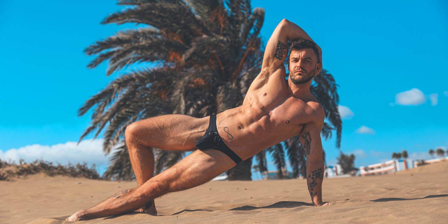 Mens enhancing swimwear to lift, reshape and with larger pouches