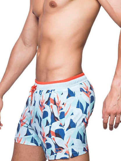 2eros Men's Caribbean Twist Swimming Short with Tropical Print