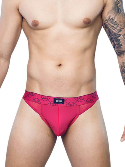 2eros Mens Breathable Mesh Himeros Thong Underwear Raspberry