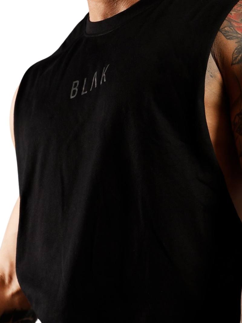 Mens BLAK Oversized Cotton Tank Top