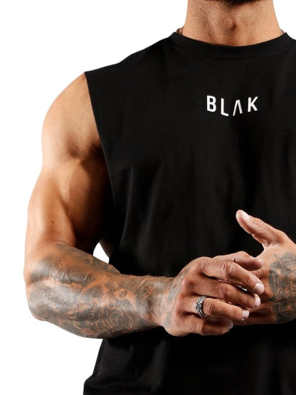 Mens BLAK Oversized Cotton Tank Top