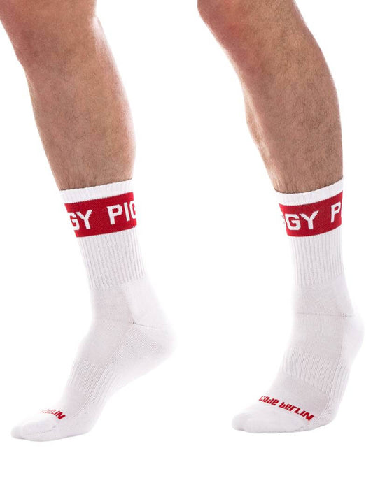 barcode berlin mens white and red gym socks