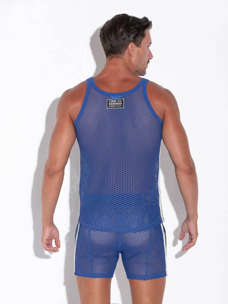 CODE22 Men's Openwork Vest: Jacquard Pattern, Racerback