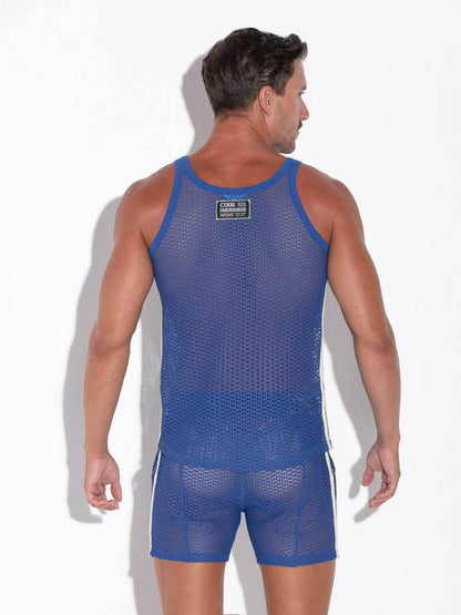 CODE22 Men's Openwork Vest: Jacquard Pattern, Racerback