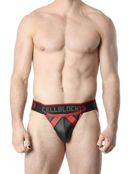 Mens CellBlock13 Anti-Chrome Vegan Leather Jockstrap with Removable Pouch