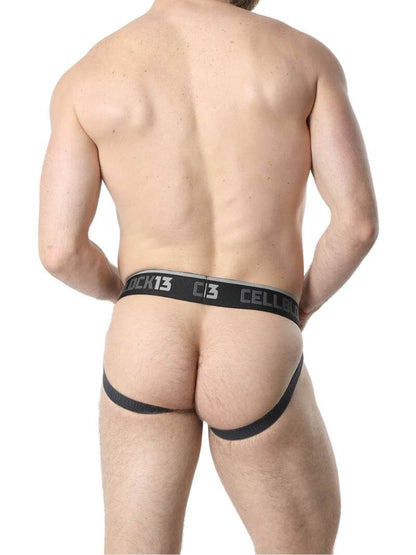 Mens CellBlock13 Anti-Chrome Vegan Leather Jockstrap with Removable Pouch