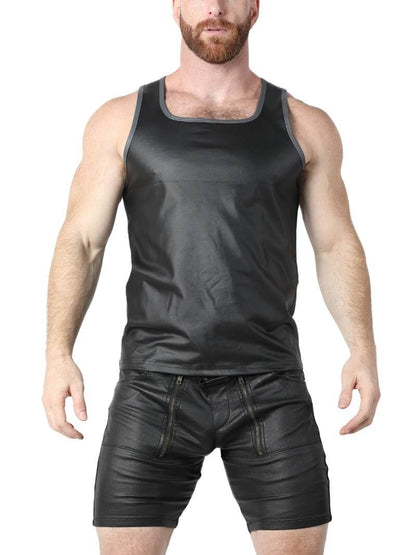 Mens CellBlock13 Anti-Chrome Vest: Leather-Look, Racerback