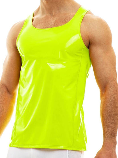 Mens MODUS VIVENDI Vinyl Vest: Shiny PVC Look