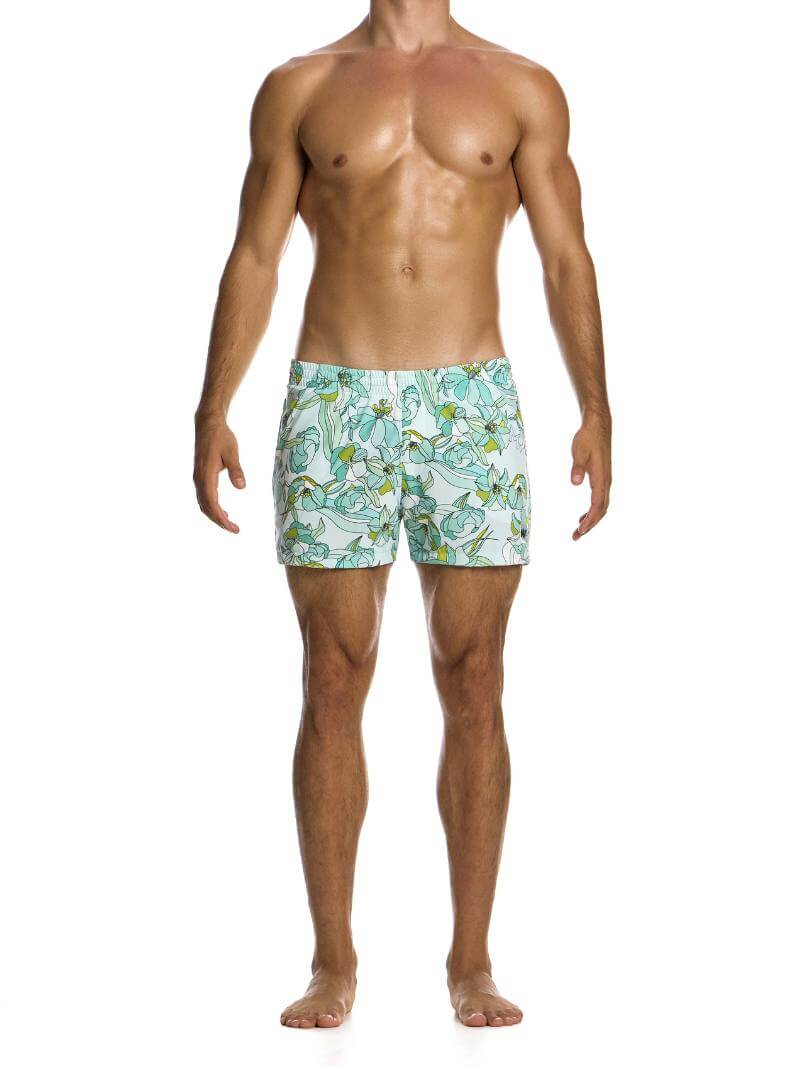 Mens MODUS VIVENDI Art Nouveau Swim Shorts: Short Leg & Pockets