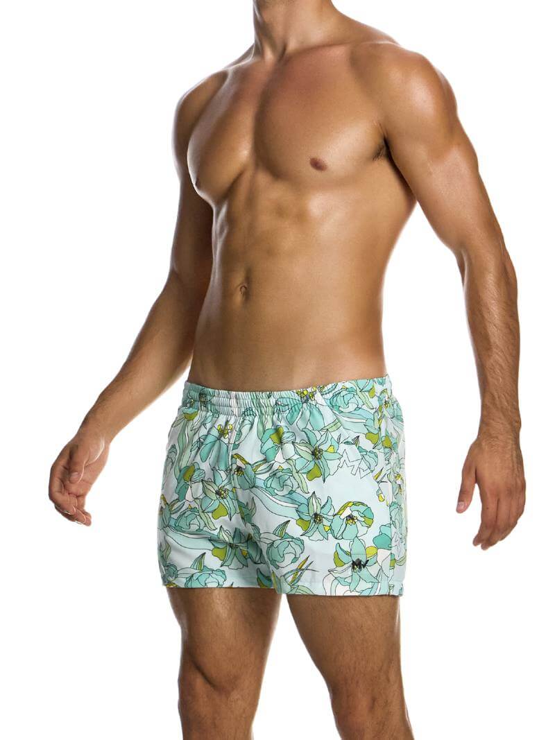 Mens MODUS VIVENDI Art Nouveau Swim Shorts: Short Leg & Pockets