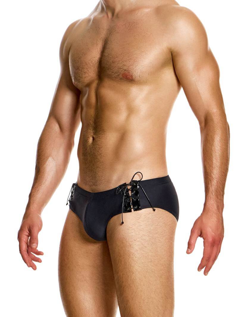 Mens MODUS VIVENDI Boudoir Lace-Up Swimming Brief