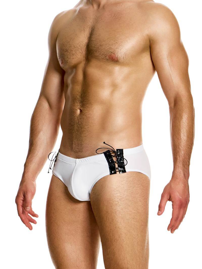 Mens MODUS VIVENDI Boudoir Lace-Up Swimming Brief