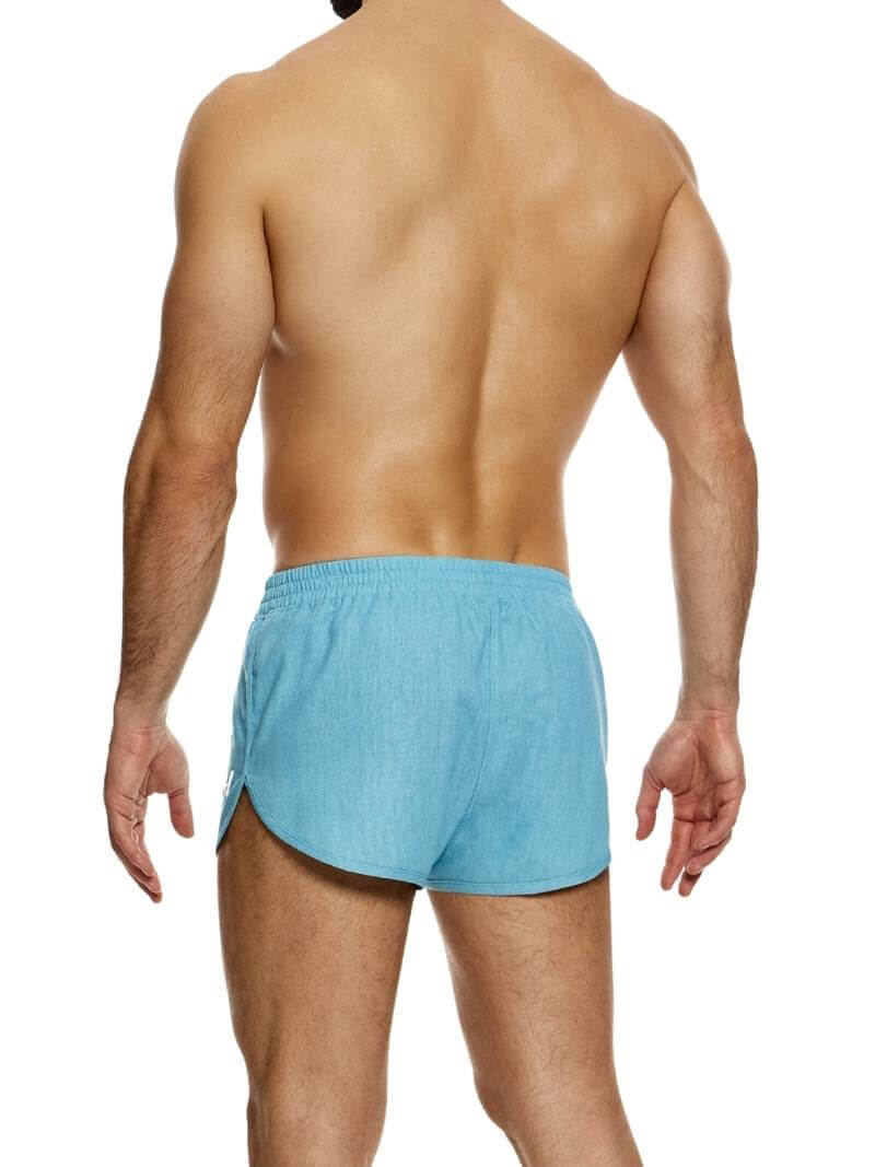 Mens MODUS VIVENDI Lightweight Linen Short, Curved Leg Jogging Style