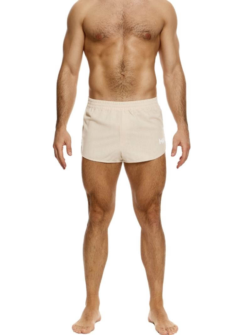 Mens MODUS VIVENDI Lightweight Linen Short, Curved Leg Jogging Style