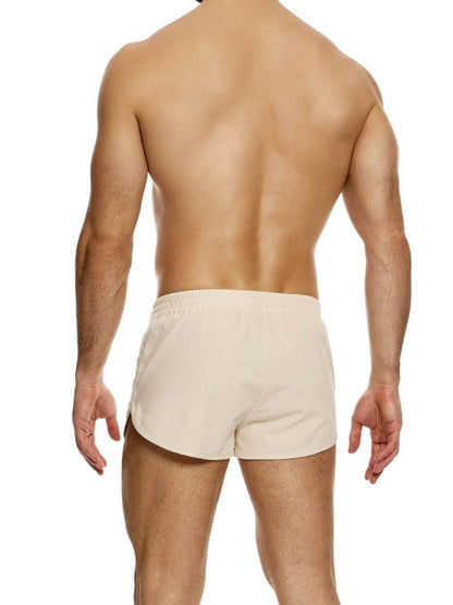 Mens MODUS VIVENDI Lightweight Linen Short, Curved Leg Jogging Style