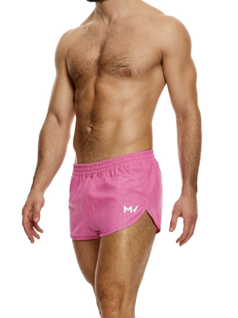 Mens MODUS VIVENDI Lightweight Linen Short, Curved Leg Jogging Style