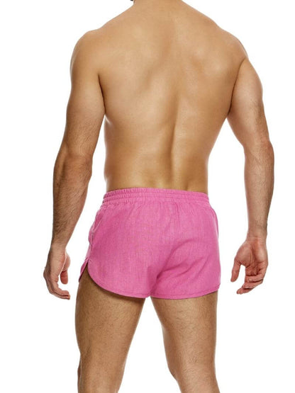 Mens MODUS VIVENDI Lightweight Linen Short, Curved Leg Jogging Style
