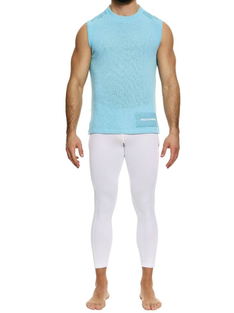 Mens MODUS VIVENDI Plain Knit Vest: Smart Design, Semi-Turtle Neck, Long Length