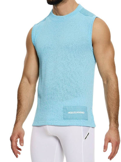 Mens MODUS VIVENDI Plain Knit Vest: Smart Design, Semi-Turtle Neck, Long Length