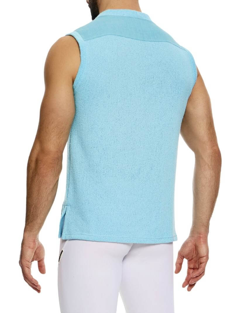 Mens MODUS VIVENDI Plain Knit Vest: Smart Design, Semi-Turtle Neck, Long Length