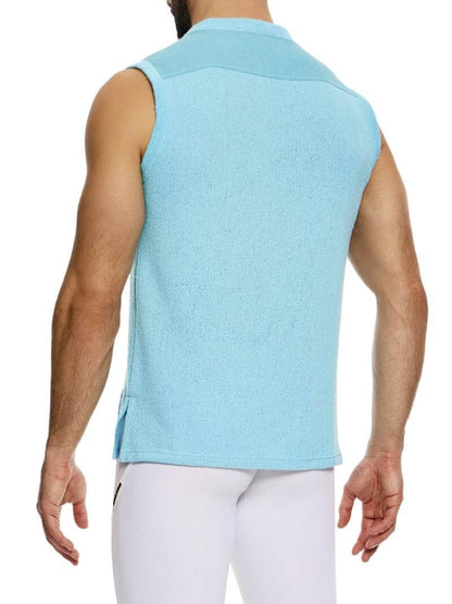Mens MODUS VIVENDI Plain Knit Vest: Smart Design, Semi-Turtle Neck, Long Length