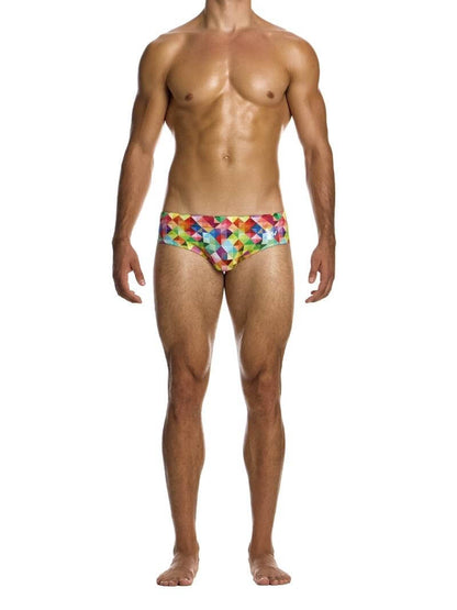 Mens MODUS VIVENDI Geometric Rainbow Swim Brief