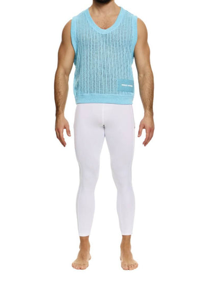Mens MODUS VIVENDI Crochet Tank Top: Scoop Neck, Striped Knit