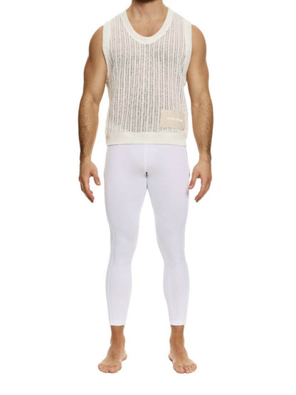 Mens MODUS VIVENDI Crochet Tank Top: Scoop Neck, Striped Knit