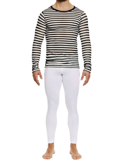 Mens MODUS VIVENDI Striped Mesh Long-Sleeved Top