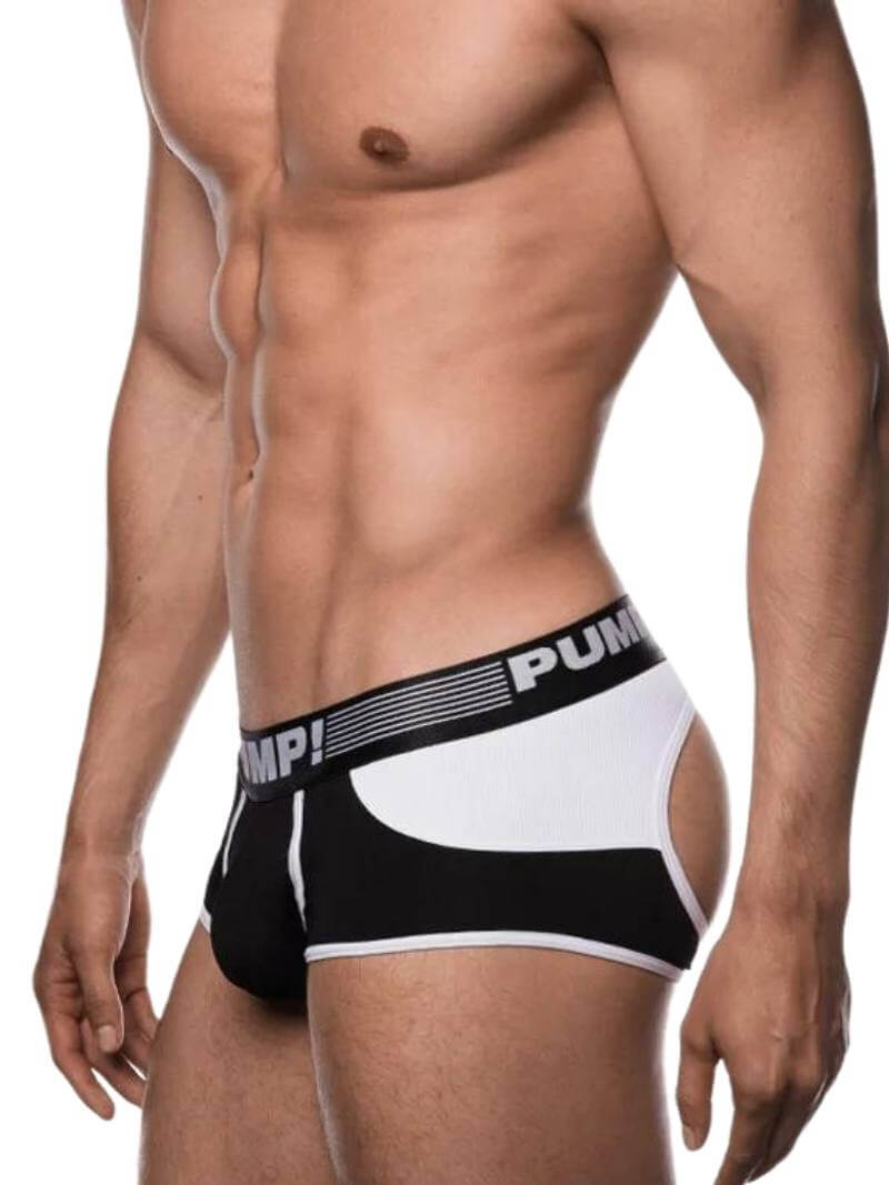 Mens PUMP Underwear Access Open Back Trunk, Black