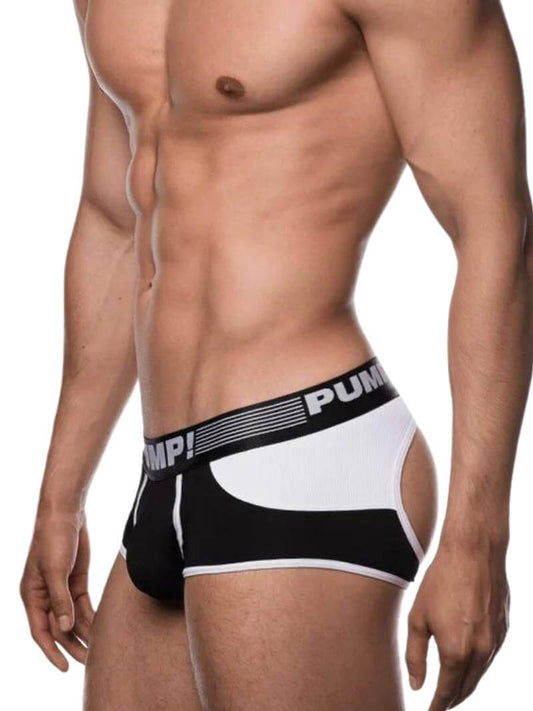 Mens PUMP Underwear Access Open Back Trunk, Black
