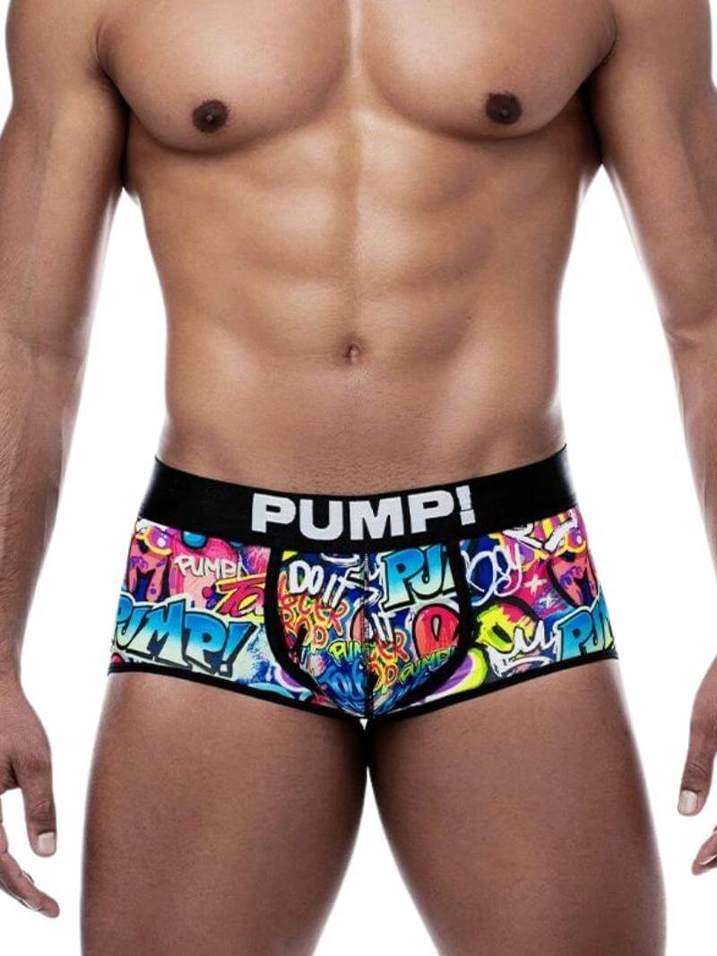 Mens PUMP Underwear Graffiti Access Backless Trunk