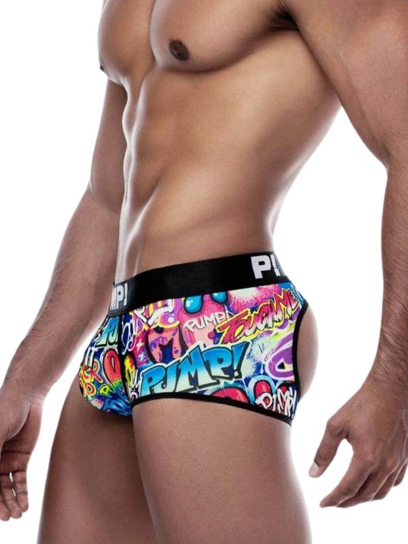 Mens PUMP Underwear Graffiti Access Backless Trunk