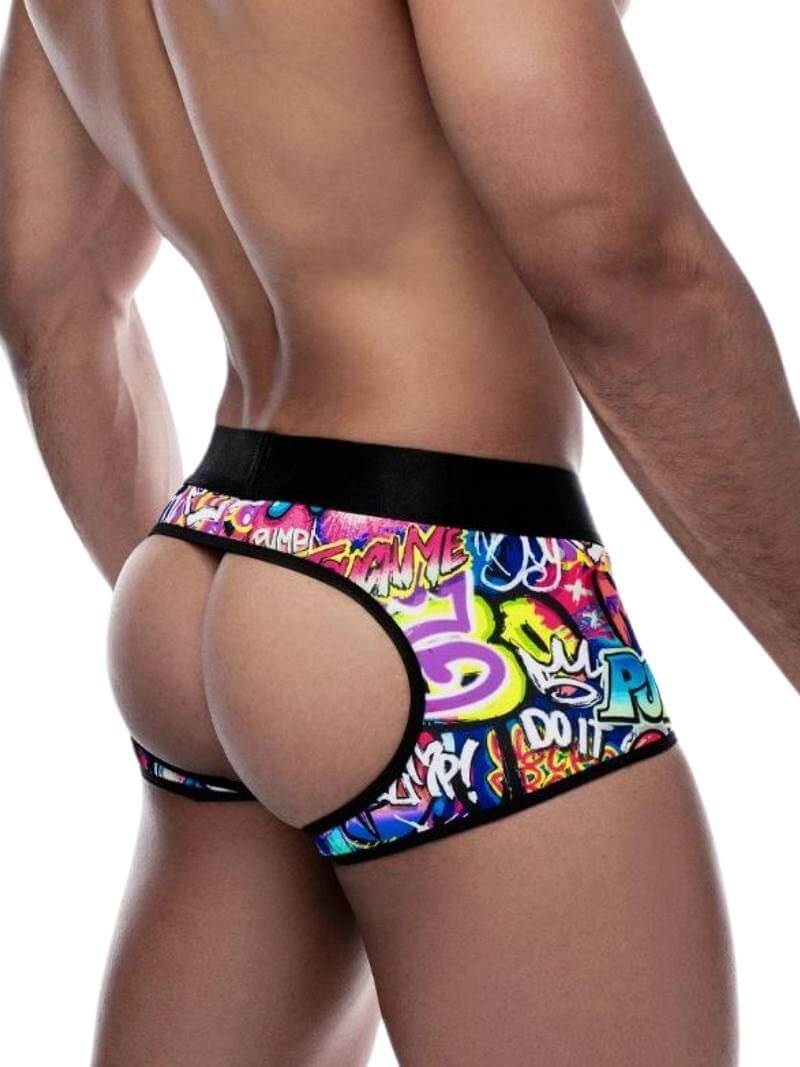 Mens PUMP Underwear Graffiti Access Backless Trunk