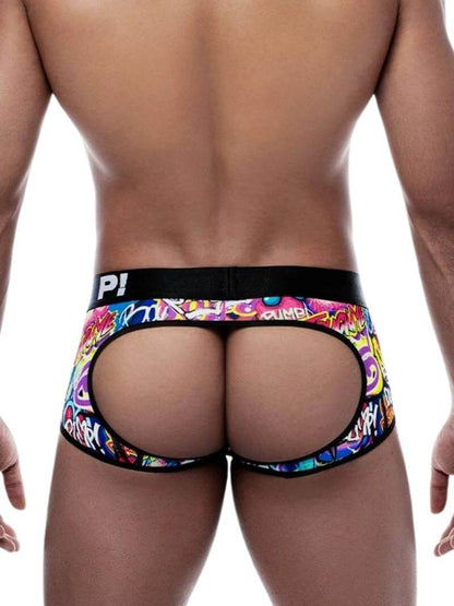Mens PUMP Underwear Graffiti Access Backless Trunk