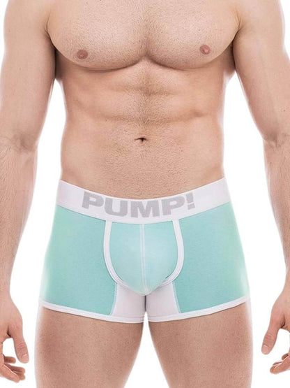 This image features the PUMP Milkshake Cotton Boxer, a stylish and comfortable men's underwear piece. The boxer is presented in a soft, pastel milkshake color, with contrasting white stitching and trims that add a vibrant touch to the design.