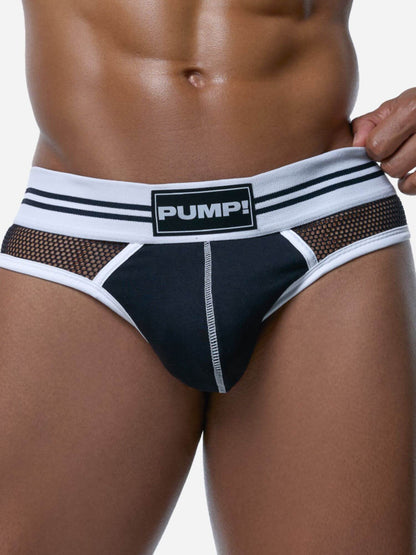 Men's underwear with 'PUMP!' branding on a plain background