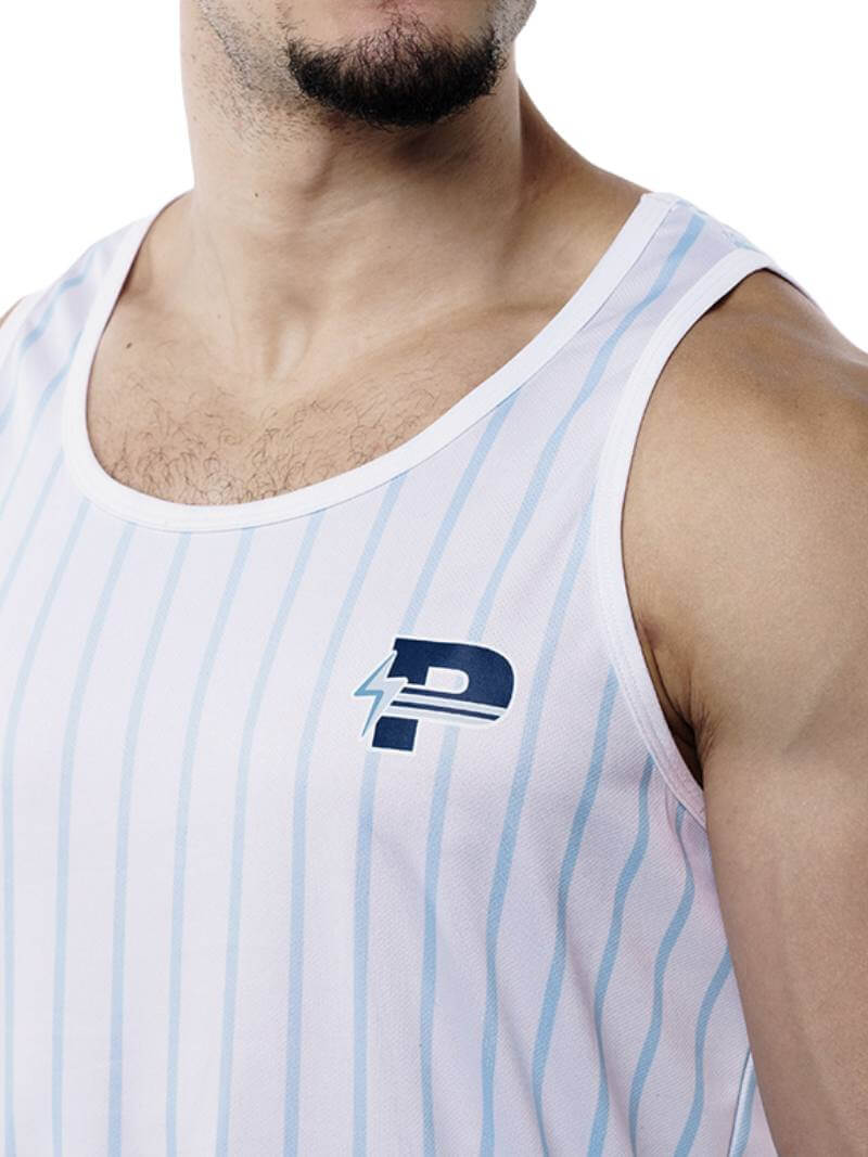Mens PUMP Sky Blue Striped Tank Top