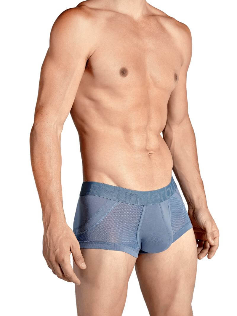 Mens RounderBum Trunk with Anatomic Long Pouch, Light Blue