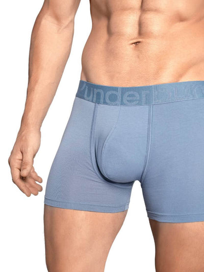 Mens RounderBum Boxer Brief with Bum Reshaping Padding, Light Blue