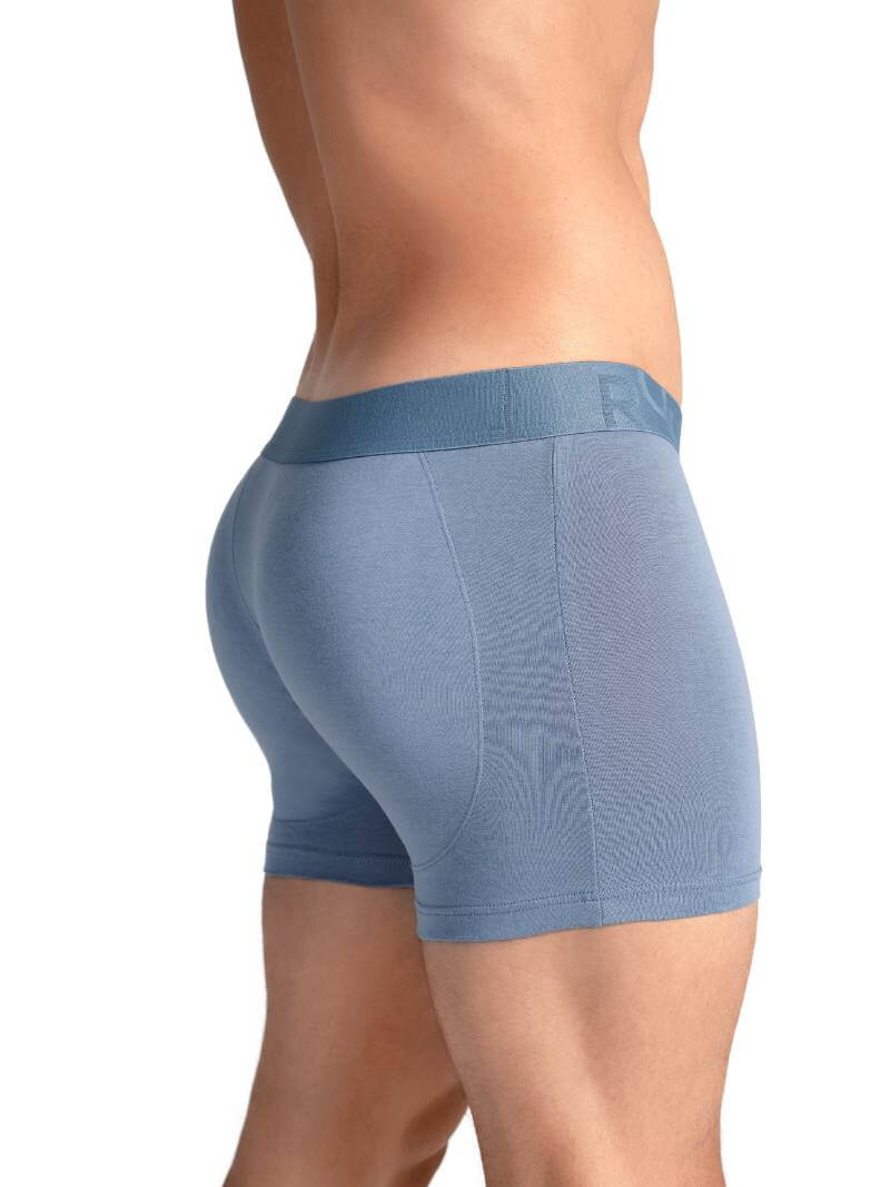Mens RounderBum Boxer Brief with Bum Reshaping Padding, Light Blue