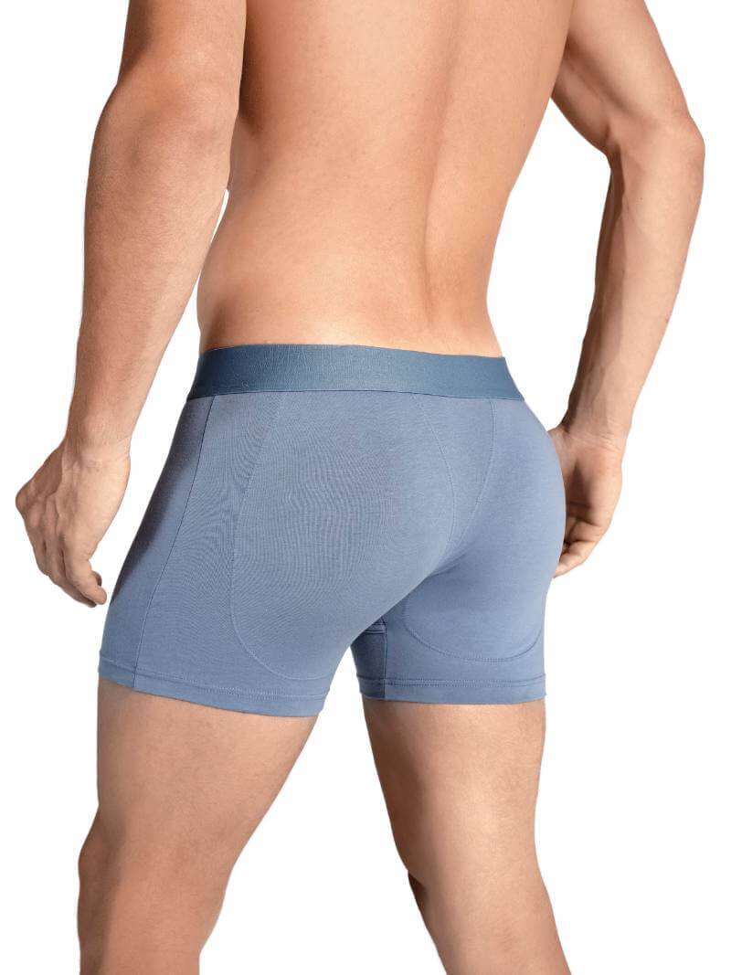 Mens RounderBum Boxer Brief with Bum Reshaping Padding, Light Blue