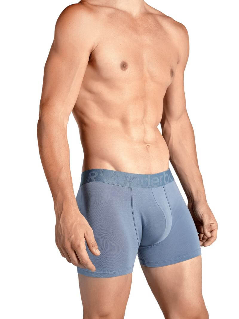 Mens RounderBum Boxer Brief with Bum Reshaping Padding, Light Blue
