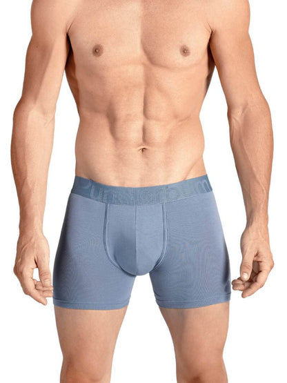 Mens RounderBum Boxer Brief with Bum Reshaping Padding, Light Blue