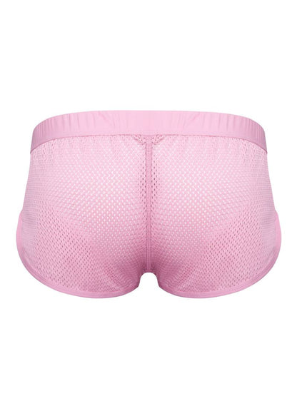 Pink mesh underwear on a white background