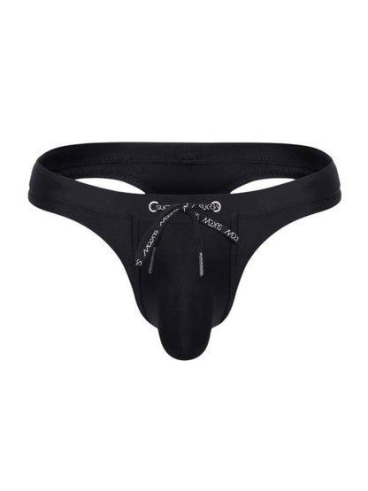 A blue SUKREW Torrent swimming thong with a matching waistband, branded drawstrings, and a contoured pouch.