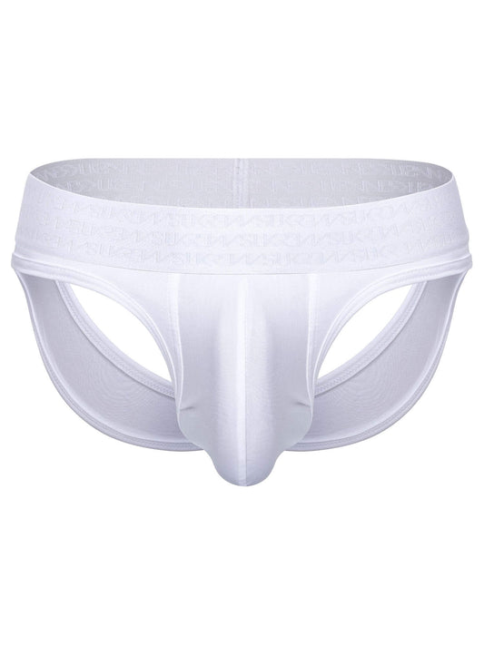 White men's underwear on a white background