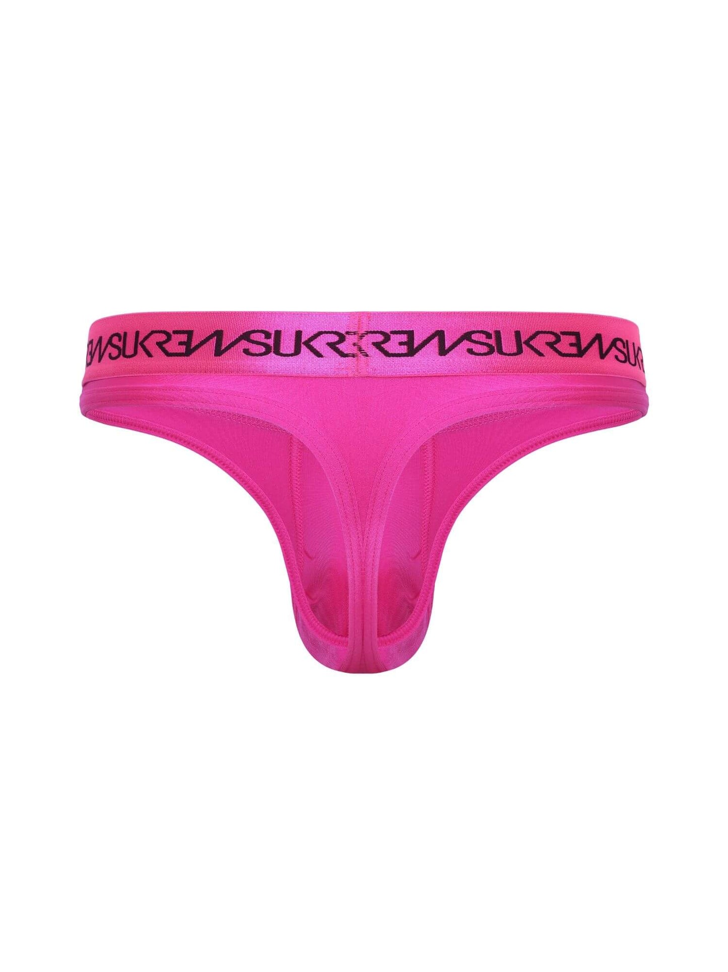 Pink thong with brand logo on a white background