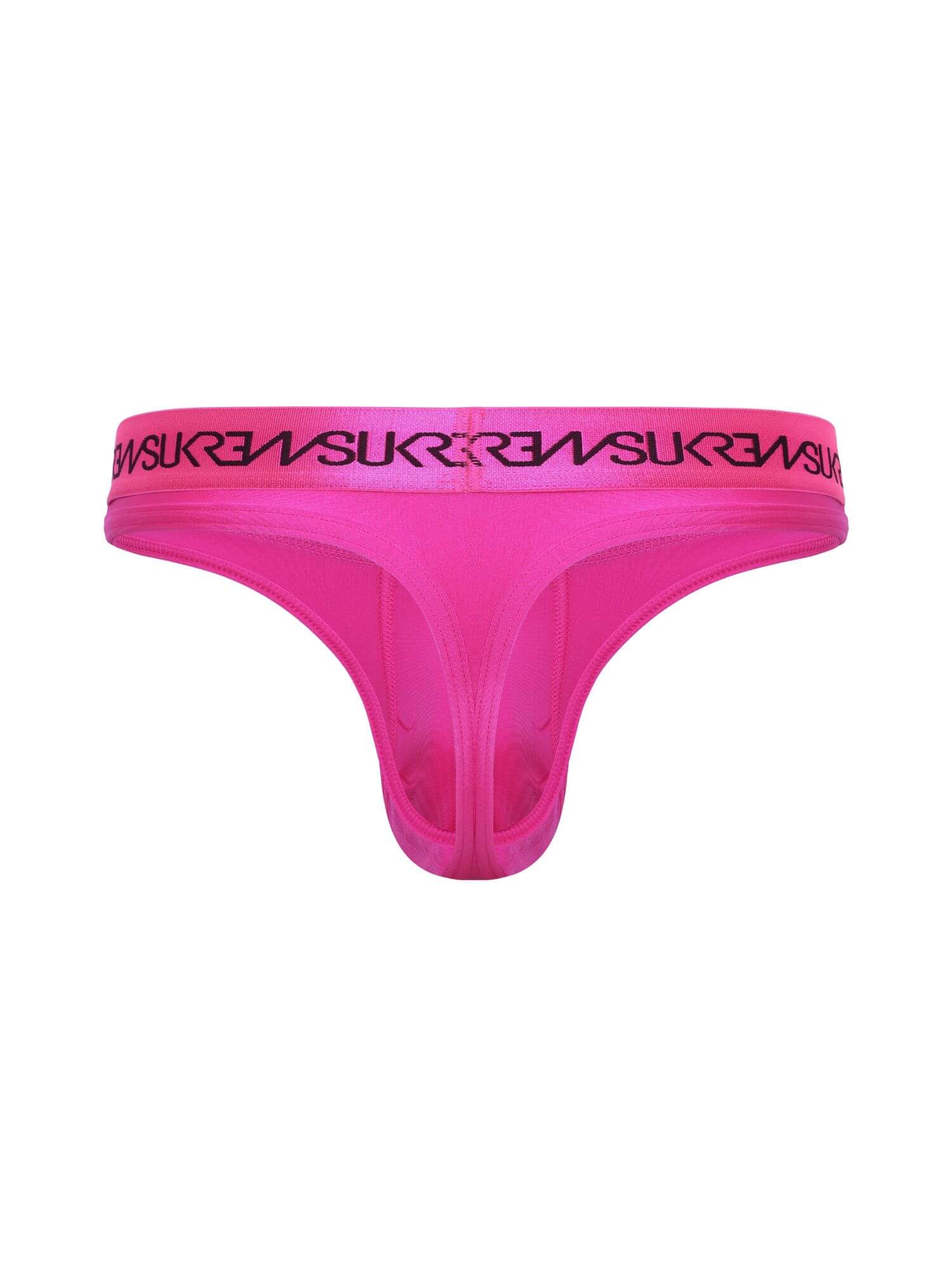 Pink thong with brand logo on a white background