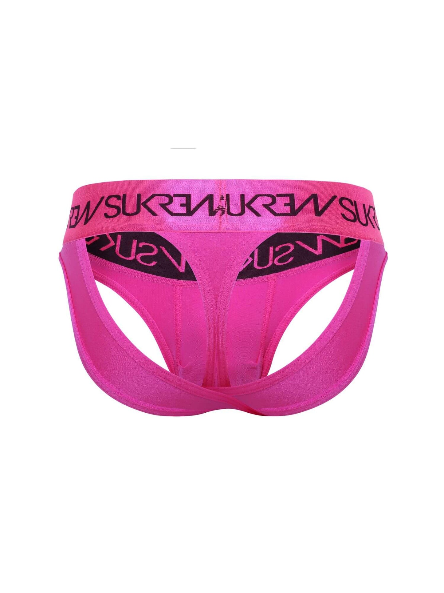 Pink men's underwear with brand logo on a white background